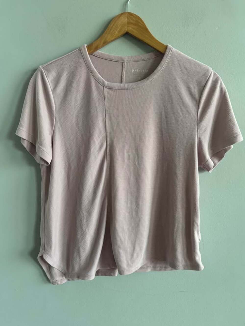 Athleta Relax Asymmetric Ribbed Tee Smoked Mauve Pink Size Small S
